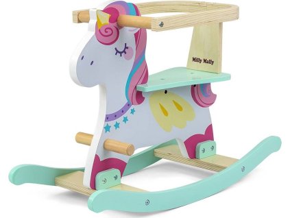 Dřevěný houpací koník s opěradlem Milly Mally Lucky 12 Unicorn