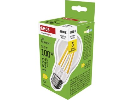 LED žárovka Filament A60 / E27 / 10,5 W (100 W) / 1521 lm / neutrální bílá