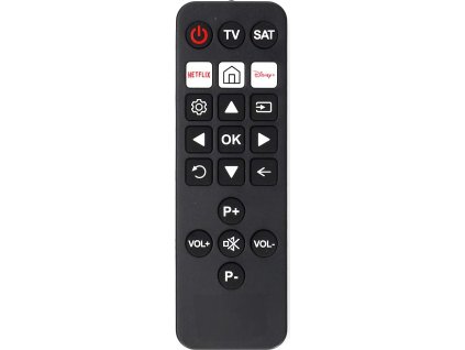 Univerzální dálkové ovládání | Předprogramovaný | 2 Zařízení | Disney + Button / Tlačítko Netflix | Infračervený Přenos | Černá