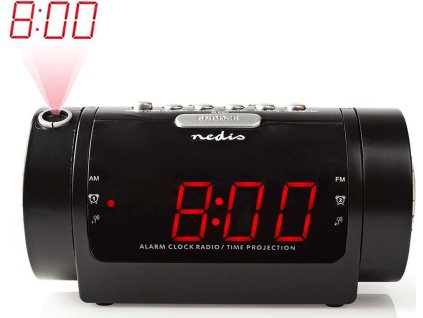 Digitální budík s rádiem | LED Displej | Promítání času | AM / FM | Funkce odloženého buzení | Časovač vypnutí | Počet alarmů: 2 | Černá