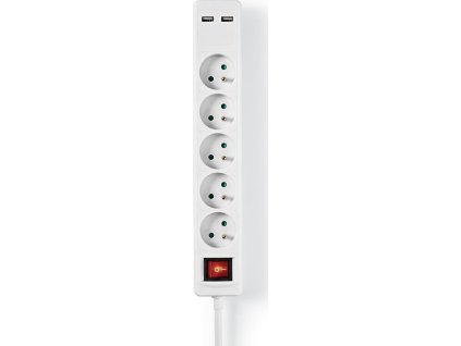 Prodlužovací Přívod | Francie / Typ E (CEE 7/6) | 5cestný | 1.50 m | 3680 W | 16 A | Typ uzemnění: Zemnicí Kolík | 230 V AC 50/60 Hz | Úhel zásuvky: 45 ° | H05VV-F 3G1,5 mm² | Vypínač | Bílá
