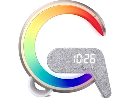 IMMAX LED relaxační lampička FLAMINGO/ Qi nabíjení/ budík/ RGB/ 300lm/ USB výstup/ BT 5.1/ zlatá