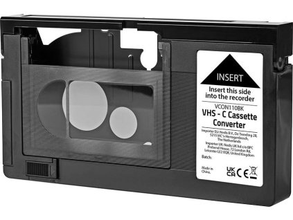 VHS Převodník | Konverze: VHS-C na VHS | Plug and play | Černá