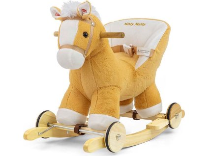 Houpací koník s melodií a kolečky Milly Mally Polly světle hnědý
