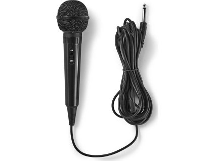 NEDIS kabelový mikrofon/ Kardioid/ pevný kabel 5m/ 80 Hz - 12 kHz/ 600 Ohm/ -75 dB/ jack 6.35 mm/ vypínač/ ABS/ černý