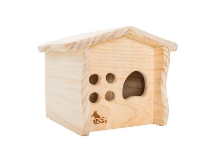 PetBuddy chaloupka přírodní, 20 x 18.5 x 16.5 cm, borové dřevo