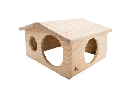 PetBuddy roubenka velká, přírodní domek, 33 x 28 x 18 cm, borové dřevo