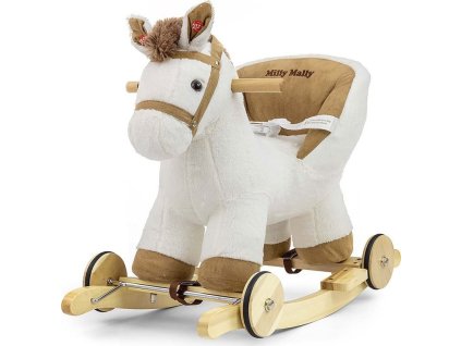 Houpací koník s melodií a kolečky Milly Mally Polly bílý