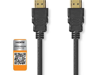 Premium Vysokorychlostní HDMI ™ kabel s Ethernetem | Konektor HDMI ™ | Konektor HDMI ™ | 4K@60Hz | 18 Gbps | 2.00 m | Kulatý | PVC | Černá | Obálka
