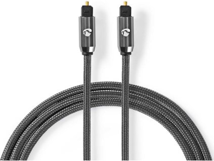 Optický audio kabel | TosLink Zástrčka | TosLink Zástrčka | 5.00 m | Kulatý | Opletený | Šedá Gun Metal | Box s Okénkem