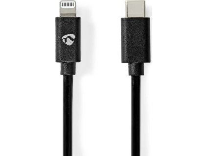 Lightning Kabel | USB 2.0 | Apple Lightning 8pinový | USB-C™ Zástrčka | 480 Mbps | Poniklované | 2.00 m | Kulatý | PVC | Černá | Obálka