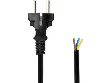 Napájecí kabel | Typ F Zástrčka | Open | Přímý | Přímý | Poniklované | 3.00 m | Kulatý | PVC | Černá | Label