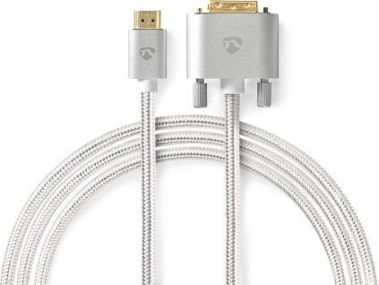 HDMI™ Kabel | Konektor HDMI ™ | DVI-D 24+1 Zástrčka | 2560x1600 | Pozlacené | 2.00 m | Přímý | Opletený | Stříbrná | Box s Okénkem