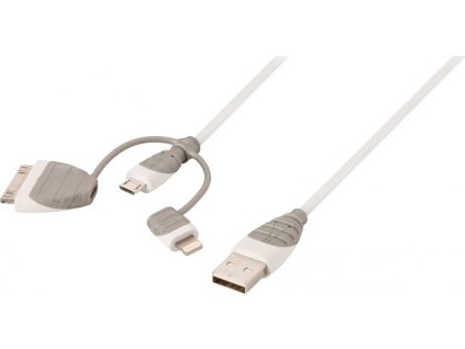 3 v 1 Synchronizační a Nabíjecí Kabel USB A Zástrčka - Micro B Zástrčka 1.00 m Bílá