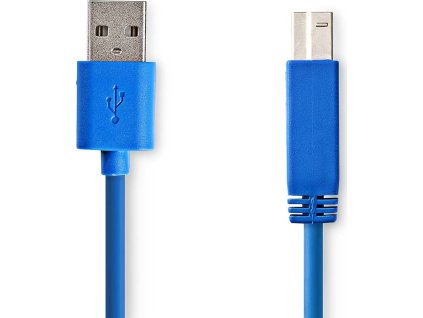 USB kabel | USB 3.2 Gen 1 | USB-A Zástrčka | USB-B Zástrčka | 5 Gbps | Poniklované | 3.00 m | Kulatý | PVC | Modrá | Obálka