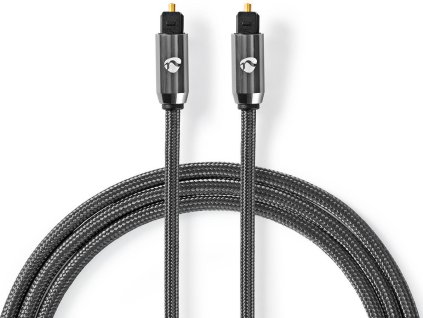 Optický audio kabel | TosLink Zástrčka | TosLink Zástrčka | 1.00 m | Kulatý | Bavlna | Šedá Gun Metal | Box s Okénkem