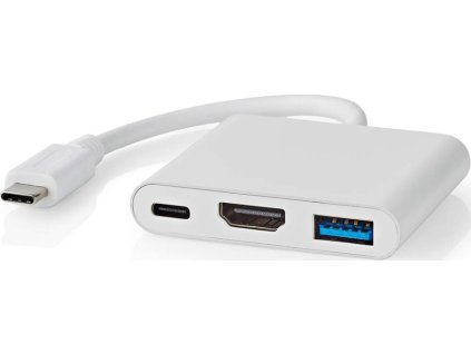 USB Multiport Adaptér | USB 3.2 Gen 1 | USB-C™ Zástrčka | USB-A Zásuvka / USB-C™ Zásuvka / Výstup HDMI™ | 5 Gbps | 0.10 m | Kulatý | Poniklované | PVC | Bílá | Box