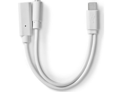 USB-C™ Adaptér | USB 2.0 | USB-C™ Zástrčka | USB-C™ Zásuvka / 3,5 mm Zásuvka | 0.10 m | Kulatý | Poniklované | PVC | Bílá | Box