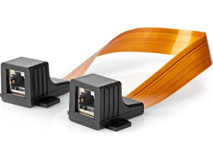 NEDIS Cat 5e UTP kabel/ RJ45 zásuvka - RJ45 zásuvka/ na okenní rámy/ vnitřní a venkovní/ plochý/ nylon/ černý/ box/ 30cm