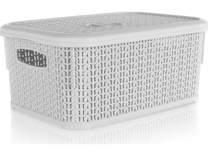 BRILANZ Košík ratanový s víkem 6 l, 28,5 x 20 x 12,5cm, šedý