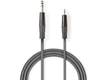 Stereo Audio Kabel | Muž 6,35 mm | 3,5 mm Zástrčka | Poniklované | 1.50 m | Kulatý | Tmavě Šedá | Karton