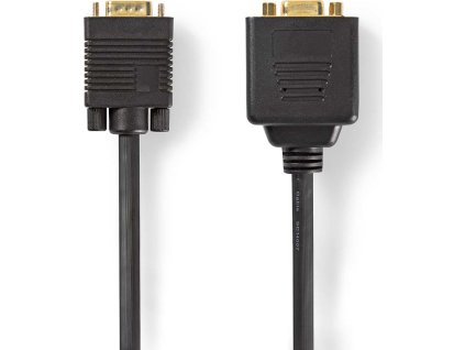 VGA kabel | VGA Zástrčka | 2x VGA Zásuvka | Pozlacené | Maximální rozlišení: 1280x768 | 0.20 m | Kulatý | ABS | Černá | Obálka