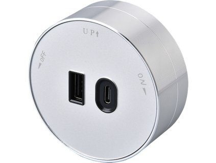 Zásuvkový modul Viking A60S, stříbrná/výstupy - 1xUSB-A, 1xUSB-C/výkon až 2500W/230V,16A,50Hz