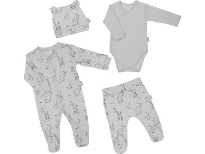Kojenecká soupravička do porodnice Nicol Baby Animals šedá 68 (4-6m)