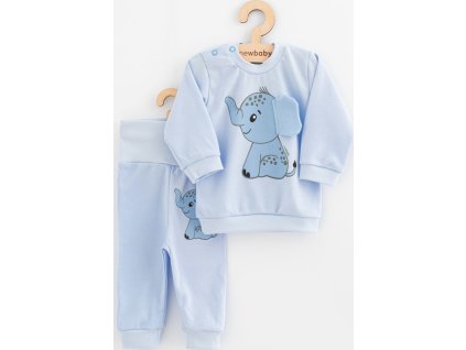 Kojenecká souprava tričko a tepláčky New Baby Happy Elephant blue 56 (0-3m)