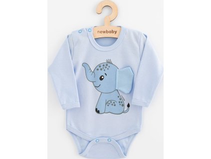 Kojenecké body s dlouhým rukávem New Baby Happy Elephant blue 74 (6-9m)