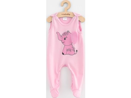 Kojenecké bavlněné dupačky New Baby Happy Elephant pink 56 (0-3m)