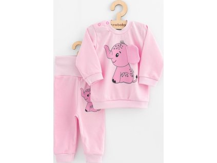 Kojenecká souprava tričko a tepláčky New Baby Happy Elephant pink 62 (3-6m)