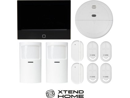 Xtend Home alarmový set, jednotka 7", 2x pohyb čidlo, 2x dveřní čidlo, 4x dálkové ovládání, 1x kouř čidlo, Tuya