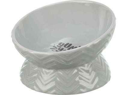 Keramická miska vyvýšená, ergonomický tvar, 0,35 l / 17 cm, šedá