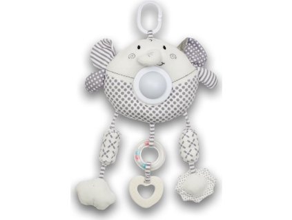 Plyšová závěsná hračka slon se světlem a hudbou