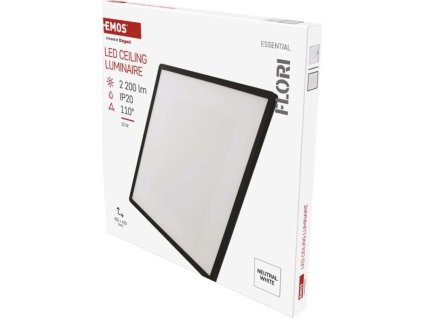 LED přisazené svítidlo FLORI čtvercové, černé, 22W, neutrální bílá