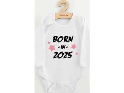 Dětské body s potiskem New Baby BORN IN 2025 pink 74 (6-9m)