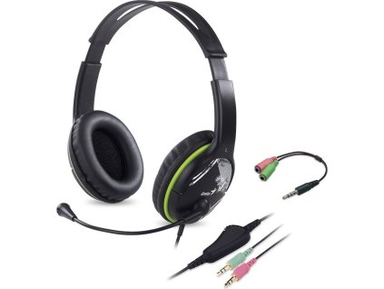 GENIUS headset HS-400A, 2x 3,5 jack, redukce na single jack