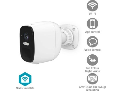 SmartLife Venkovní Kamera | Wi-Fi | Reflektor | 4MP Quad HD 1440p / 2560x1440 | Náklon | IP66 | Max. životnost baterie: 10 Měsíce | Cloudové Úložiště (volitelně) / microSD (není součástí dodávky) | 5 V DC | Se snímačem pohybu | Noční vidění | Bílá