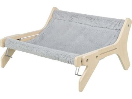 Hammock, lehátko pro kočky do 12 kg, 47 x 24 x 38 cm,  dřevo/plyš, šedá