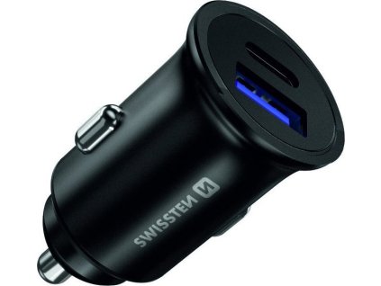 Swissten cl adaptér power delivery usb-c + quick charge 3.0 36w metal černý