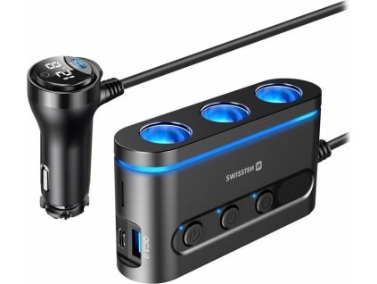 Swissten autoadaptér s výstupem 3x cl, 2x ucb-c pd a 1x usb-a qa 3.0, 108w - 216w