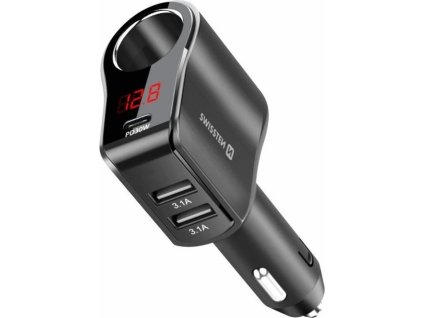 Swissten autoadaptér s výstupem 1x cl, 1x ucb-c pd a 2x usb-a, 108w - 216w