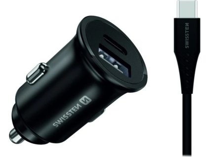 Swissten cl pro samsung super fast charging 35w + kabel usb-c/usb-c 1,2 m black