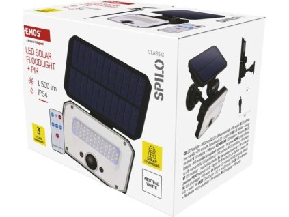 Solární LED reflektor SPILO s pohybovým čidlem, černý, neutrální bílá