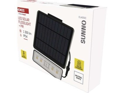 Solární LED reflektor SUNNO s pohybovým čidlem, černý, neutrální bílá