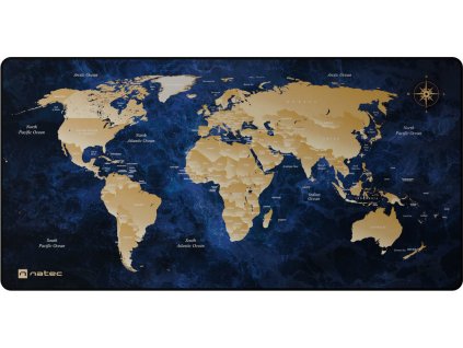 Maxi podložka pod myš Natec WORLD, 80x40cm, modrá