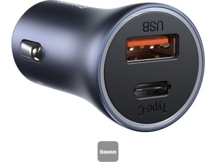 Baseus Car Charger Golden Contactor Pro Dual Quick Charger U+C Power Delivery 3.0 Quick Charge 4, SCP FCP AFC 40W Dark Gray (CCJD-0G)