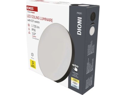 LED přisazené svítidlo DIONI kruhové, černé, 15W, se změnou CCT