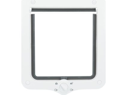 Průchozí dvířka pro kočku XL, s tunelem, 4-cestná, 24x28cm, bílá